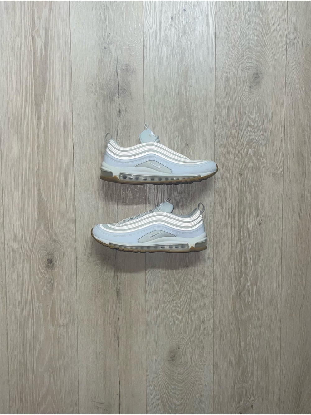 Kids White and Light Gray Athletic Sneakers with Gum Sole